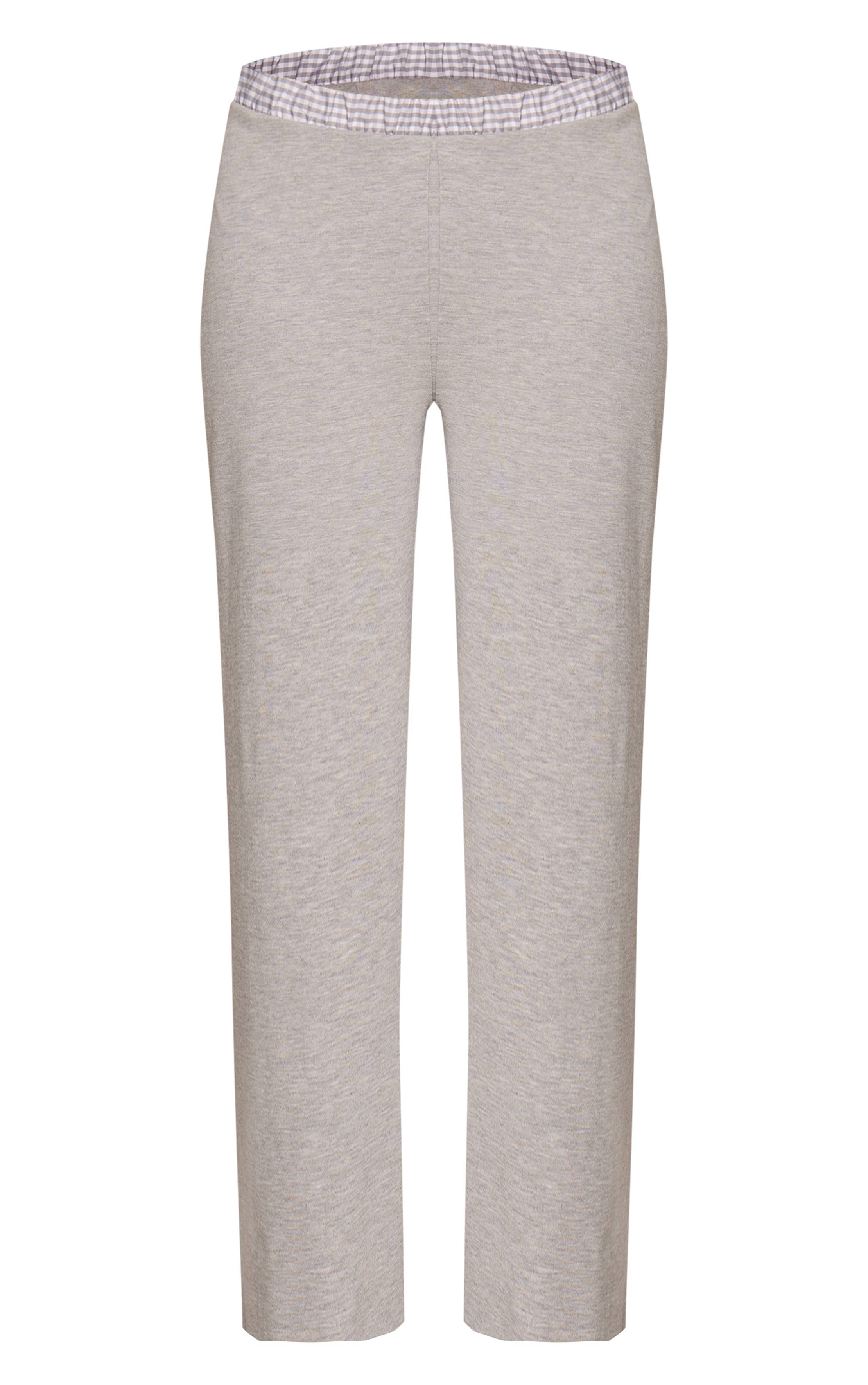 Pantalon Large En Jersey De Coton Avec Détail De Ceinture À Carreaux