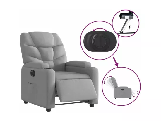 Fauteuil inclinable électrique Gris clair Tissu