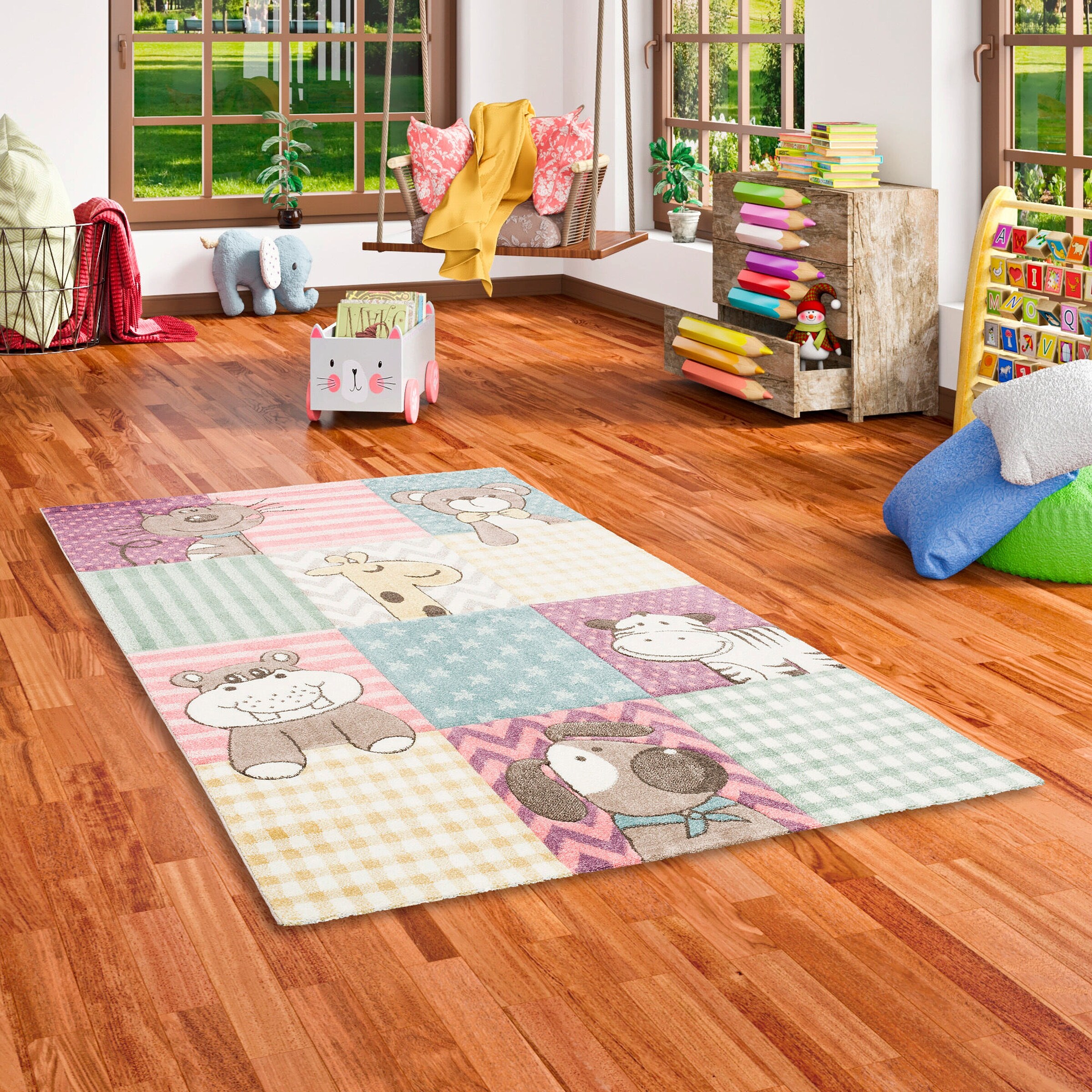 Pergamon Kinder Teppich Maui Kids Bunt Kinderzoo Bunt - 120x170 cm