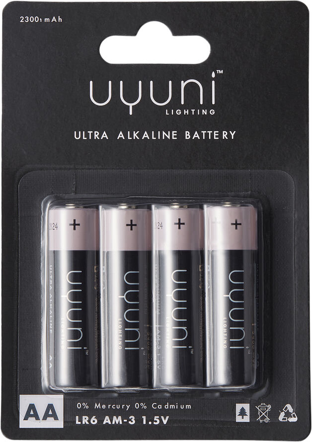 Uyuni AA Battery, 1,5V, 2300mAh - 4 pack Black/pink