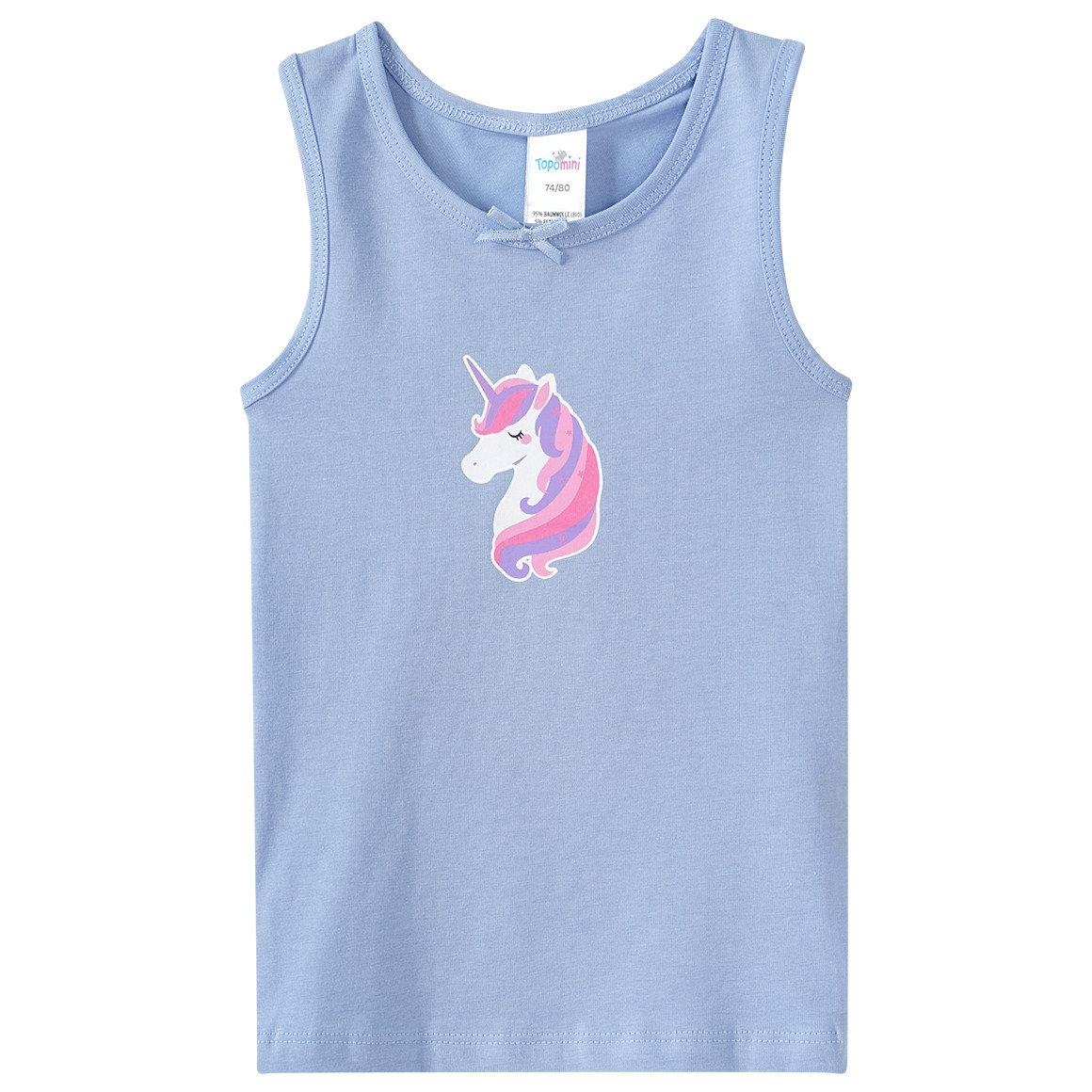 Topomini 2 Baby Unterhemden mit verschiedenen Prints pink / hellblau