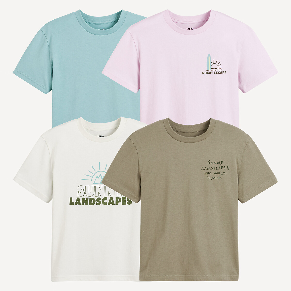 COLEÇÃO LA REDOUTE<br>Conjunto de 4 camisetas de gola redonda com estampa