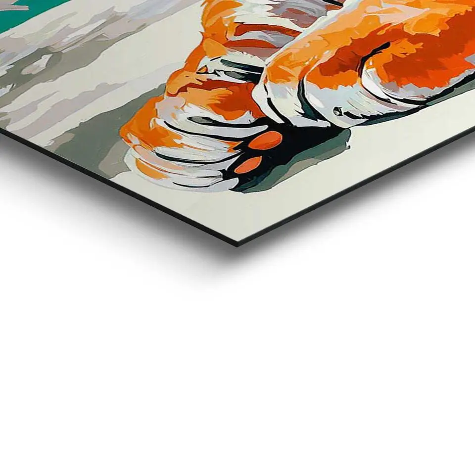 Schilderij Geschilderde tijger - 90x60cm - Bont