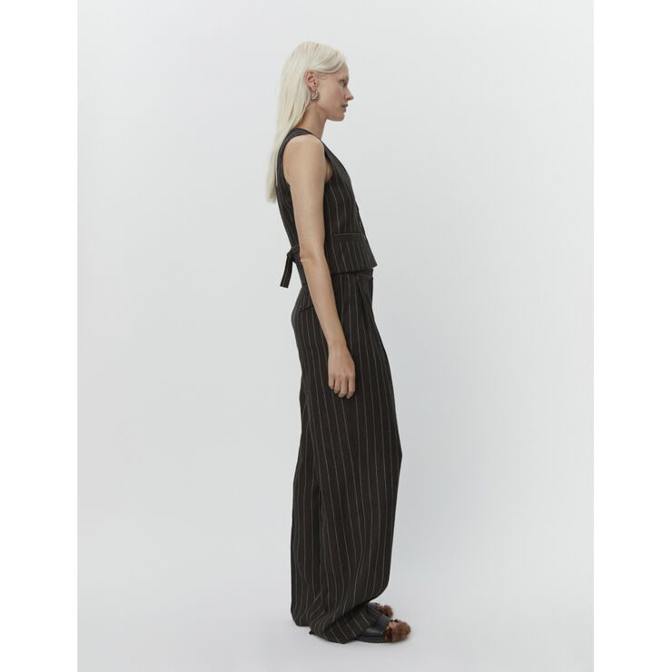 DAY Birger et Mikkelsen Frida - Casual Linen Stripe Chocolate brown