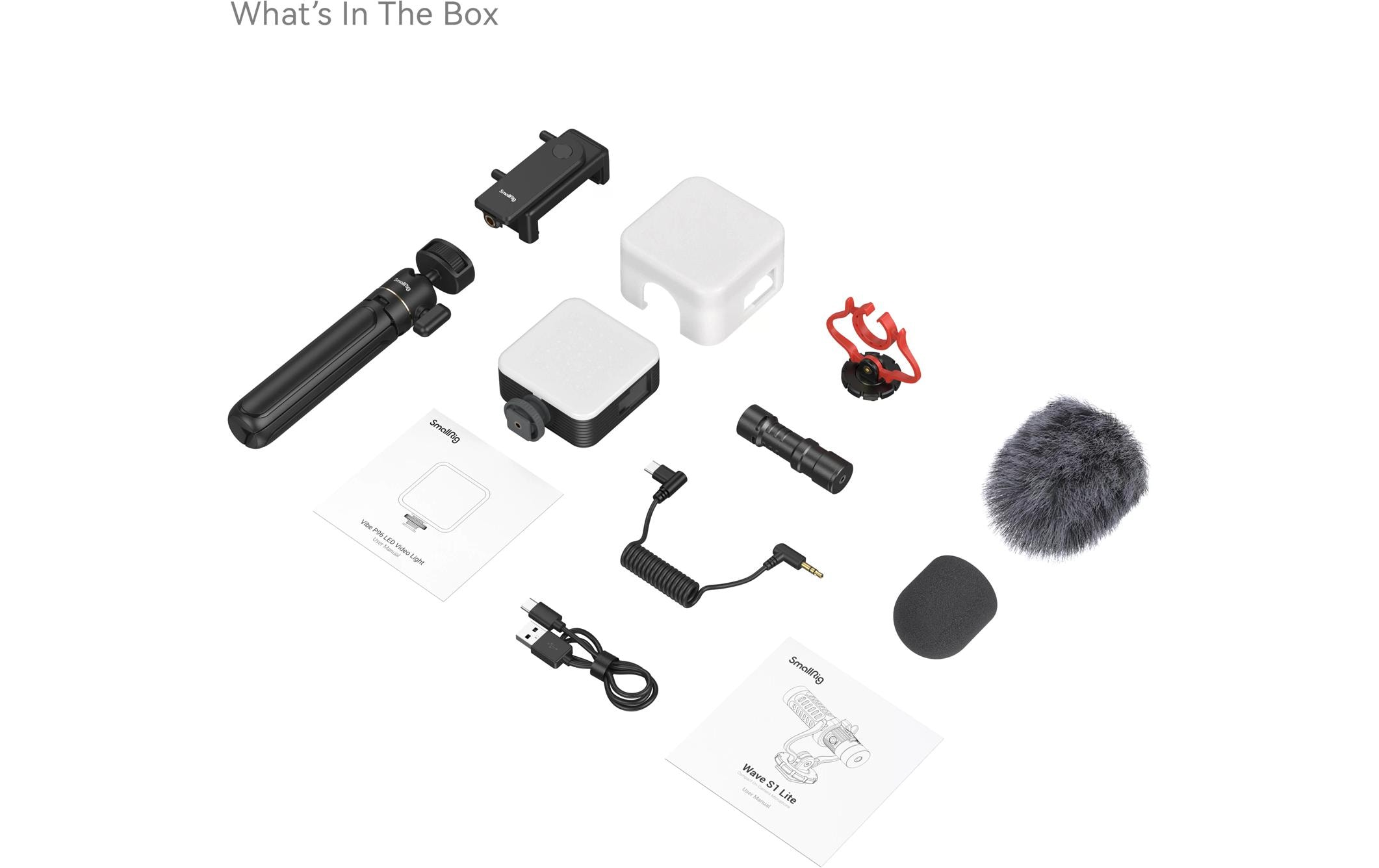 Stativ Smartphone Vlog Kit VK-50<br>Kompaktes und tragbares Stativ mit Smartphone-Halterung, LED-Videoleuchte und Mikrofon