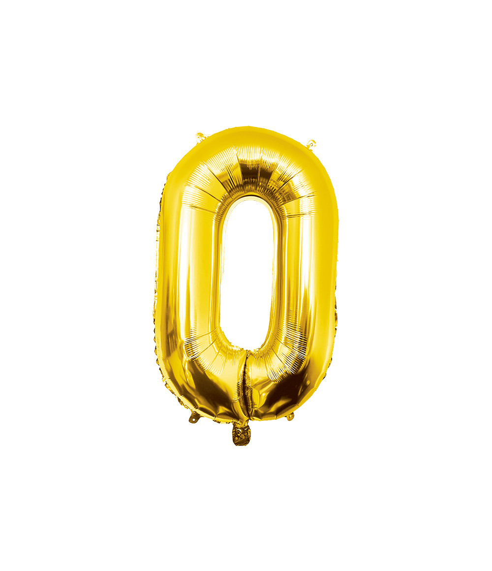 0 Jaar Cijfer Ballon Goud Leeg 86cm