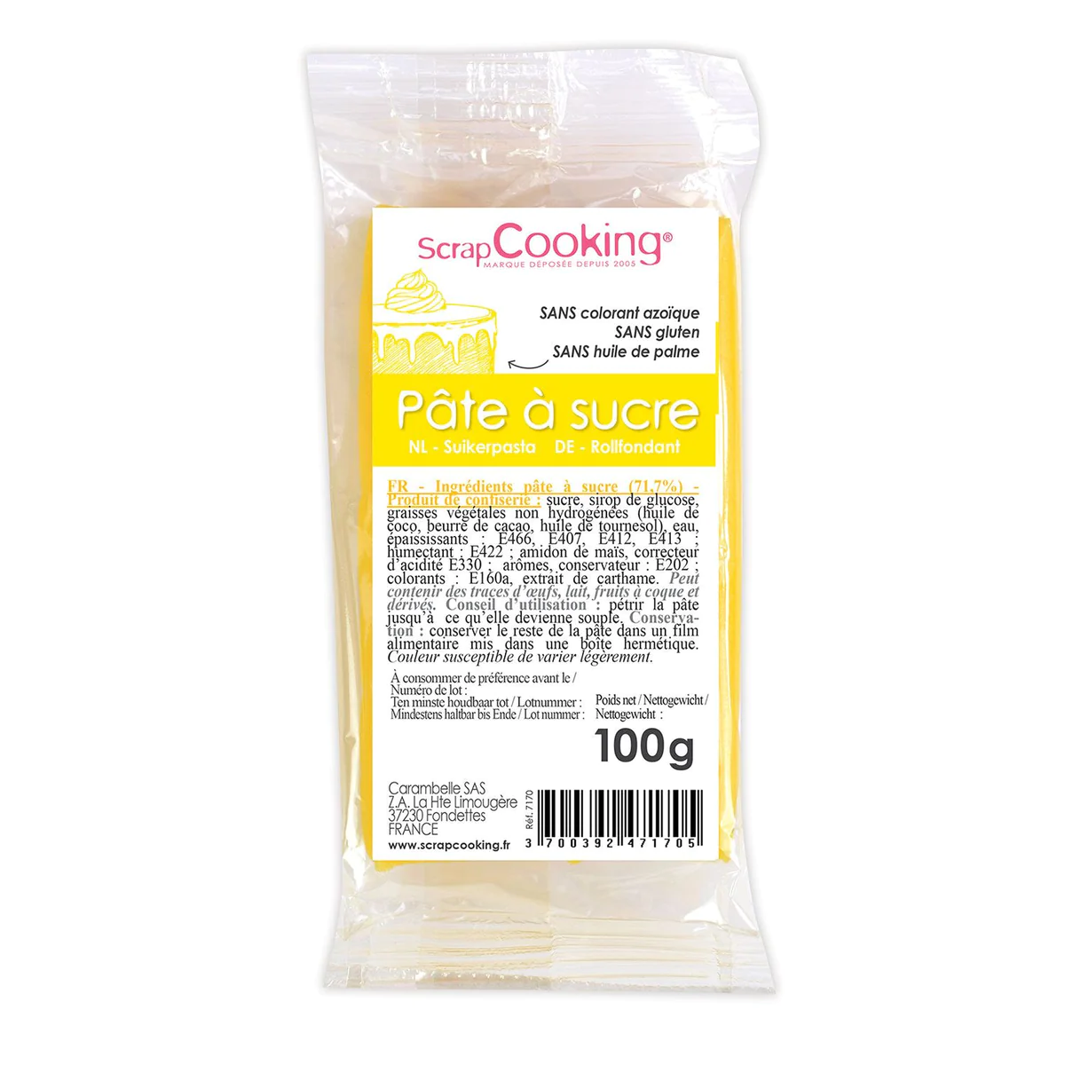Pâte à sucre jaune 100 g Scrapcooking