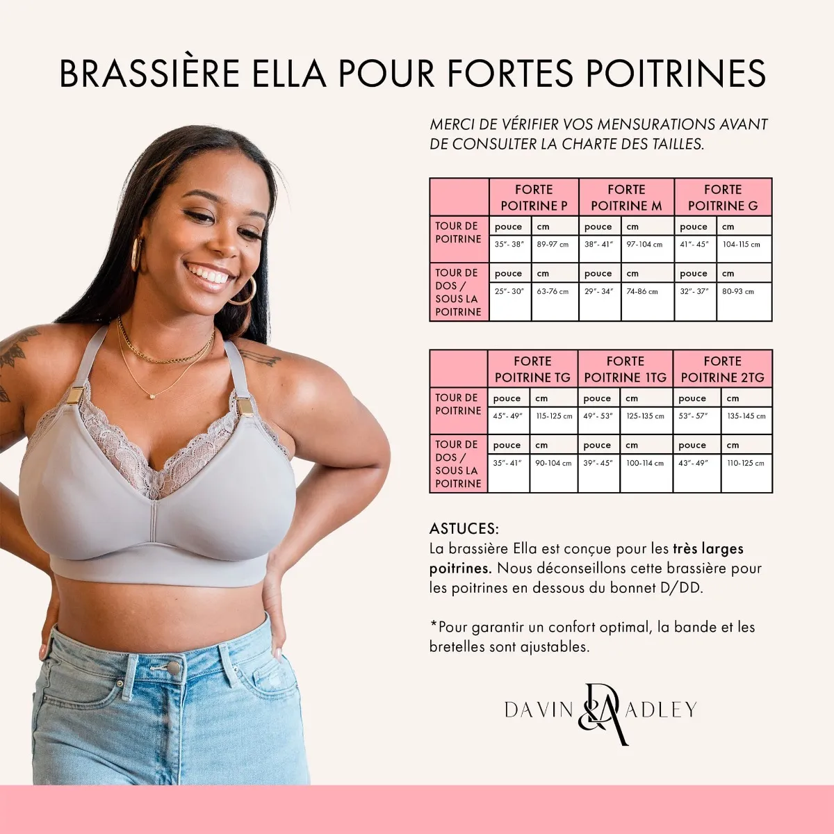Davin & Adley Bralette de Maternité et d’Allaitement pour Forte Poitrine - Ella
