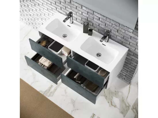 Ensemble de salle de bain double vasque 4 pièces IGEA bleu pierre