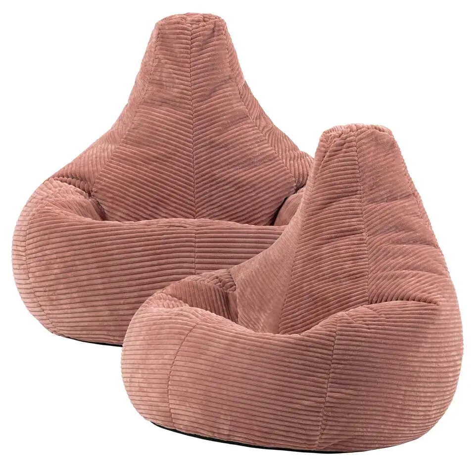 Set van 2 icon Zitzak Dalton - Corduroy Zitzak Volwassenen - Oud roze