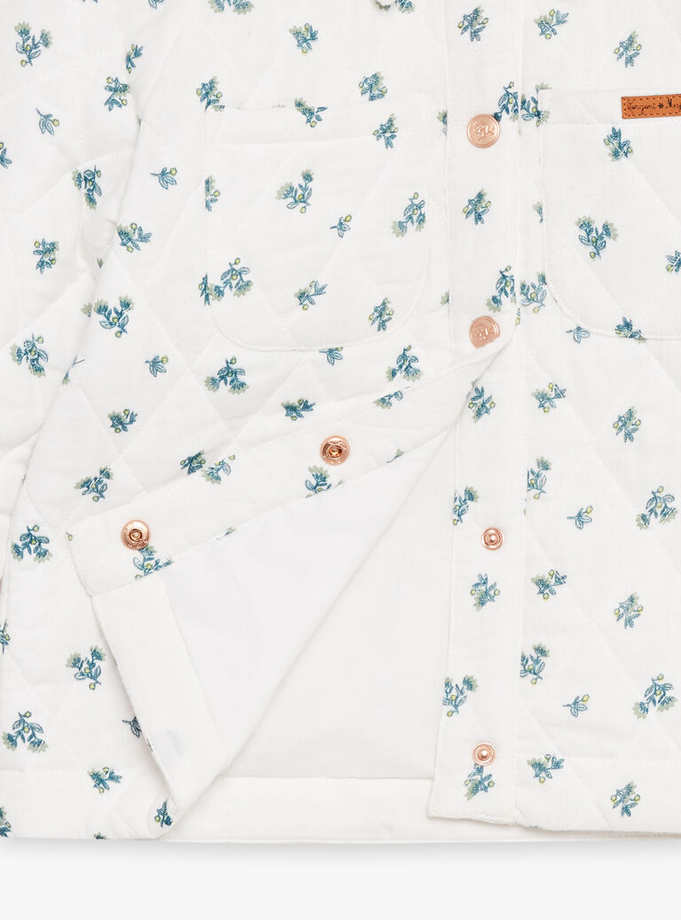 Veste matelassée écrue à imprimé fleuri