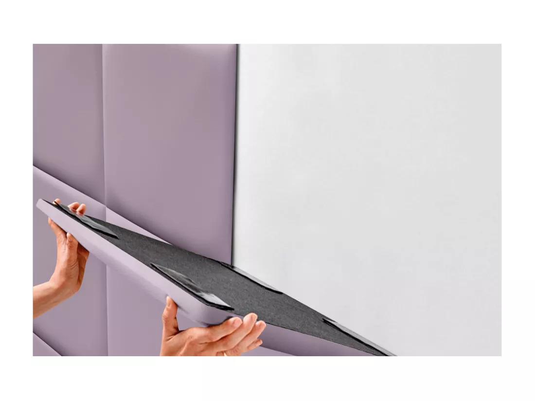 DHOME Tête de lit capitonnée en similicuir de qualité supérieure composée de panneaux autocollants interchangeables (lilas, 220 cm)