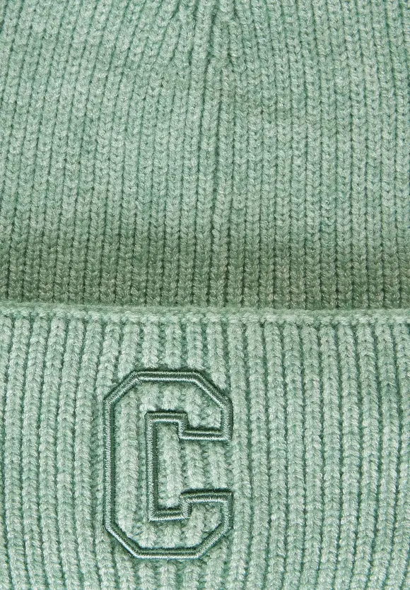 Strickmütze mit Stickerei - clear sage green melange