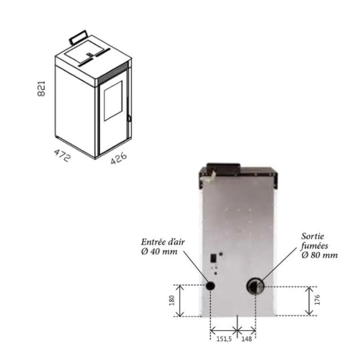 INTERSTOVES Marina 6 Etanche + Conduit Ventouse - Noir