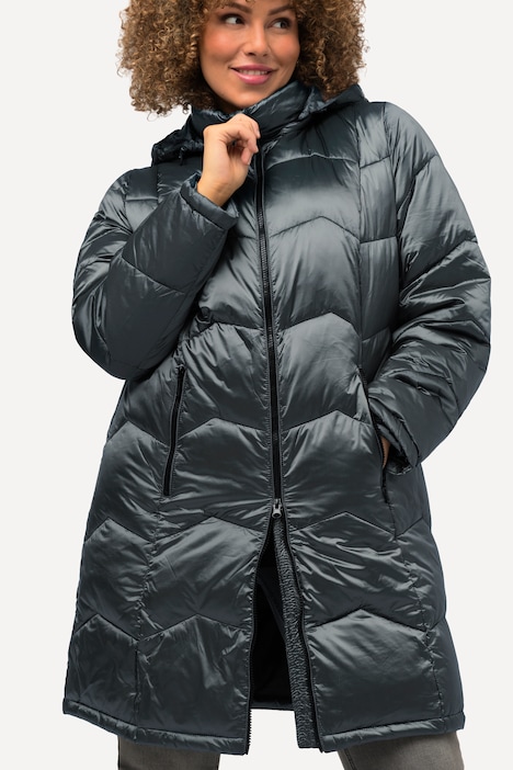 HYPRAR Steppjacke, fein glänzend, wasserabweisend, Kapuze