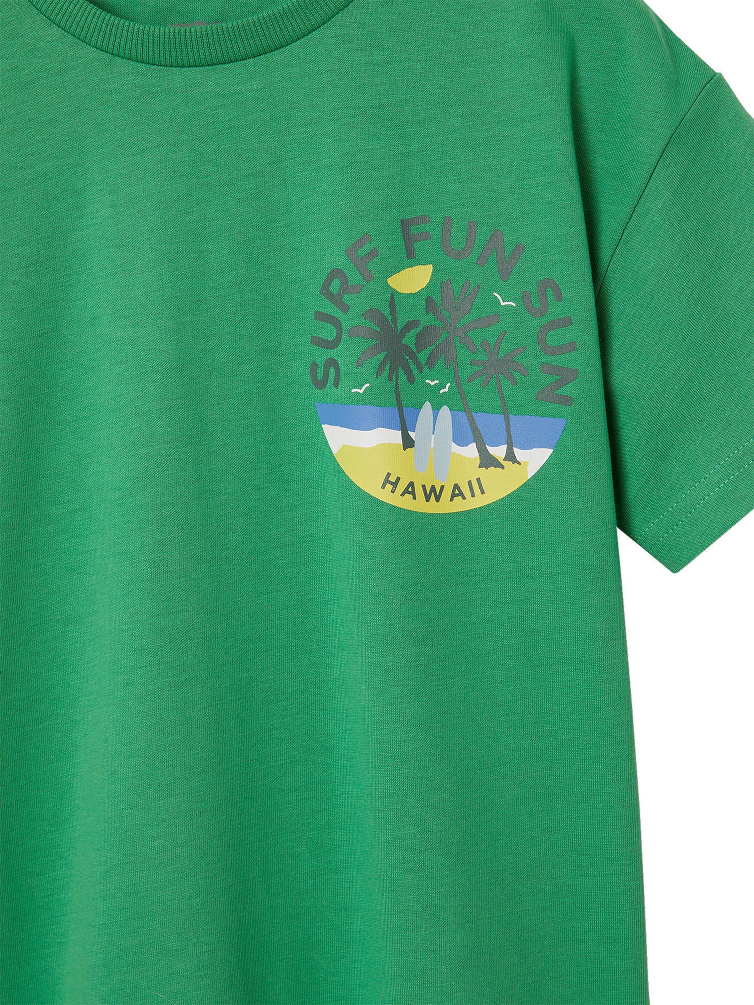Vertbaudet Jungen T-Shirt mit Print an der Brust und Recycling-Baumwolle grün
