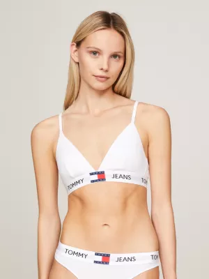 Sutiã triangular acolchoado com faixa inferior e logo Heritage