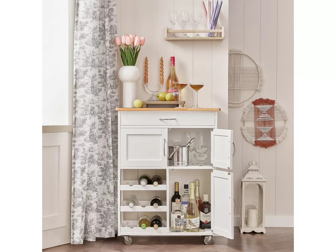 Desserte Chariot de Cuisine de Service Roulant, Meuble Armoire de Rangement cusine, FKW45-WN