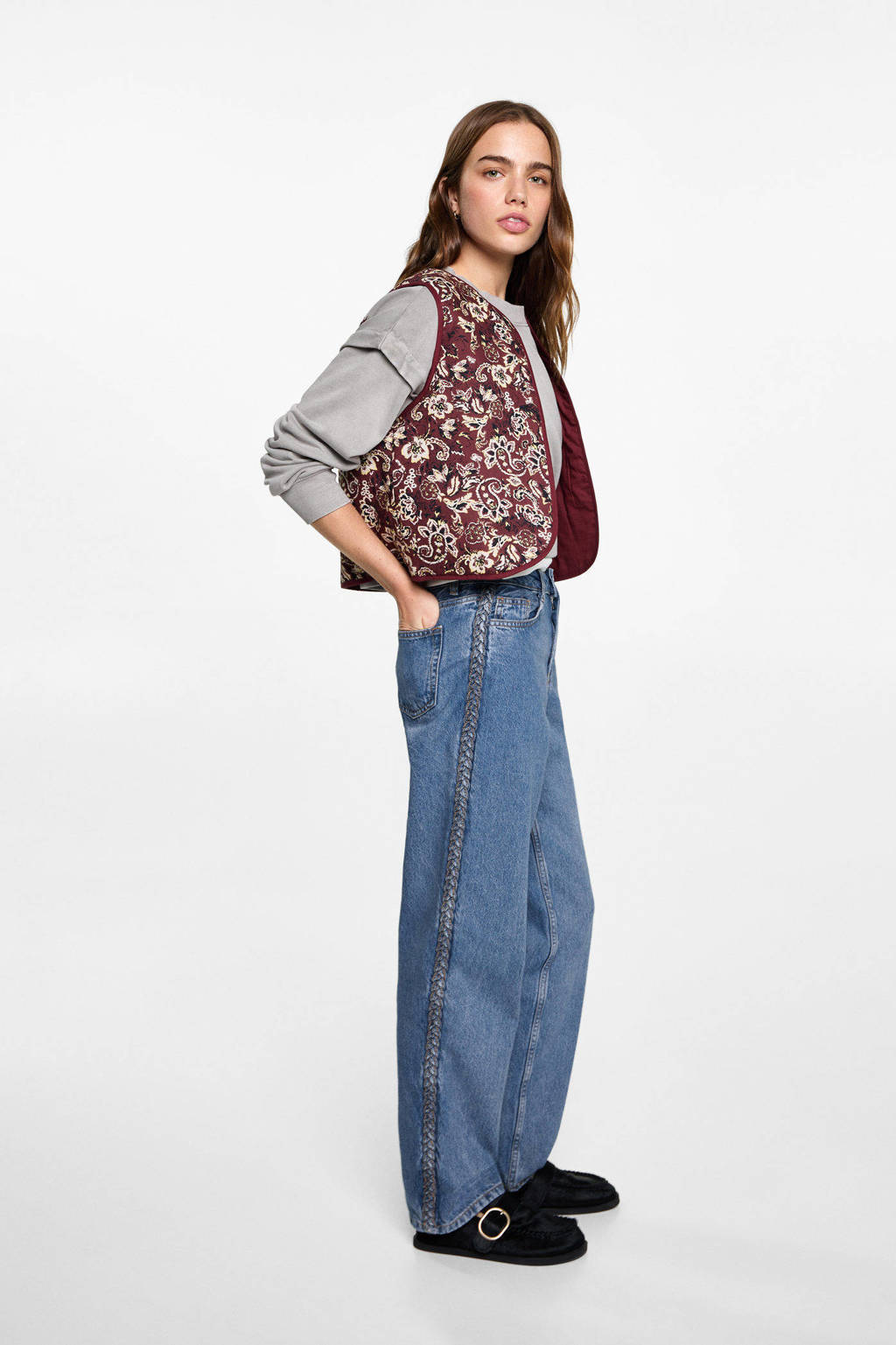 MANGO TEEN straight regular waist medium blue denim