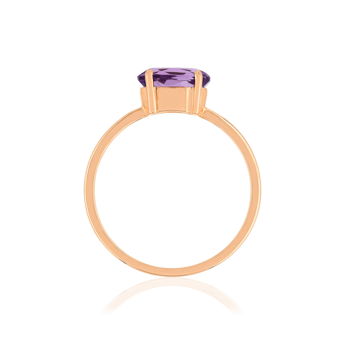 Bague or rose 375 améthyste ovale