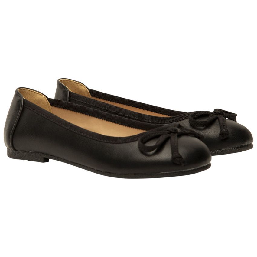 Ballerines noires en simili cuir avec nœud pour fille - Noir