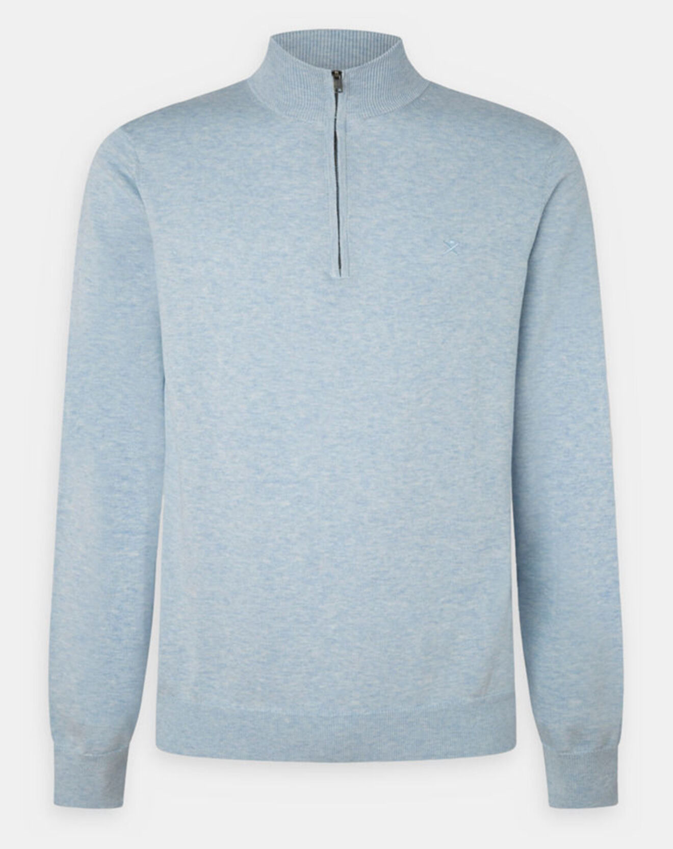 Hackett London Pull en Coton & Soie col camionneur bleu moyen