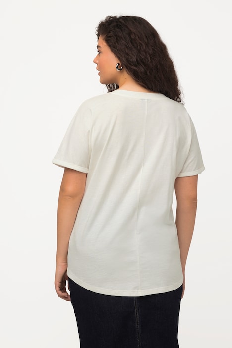 T-Shirt, Denim-Druck, Oversized, Rundhals, Halbarm