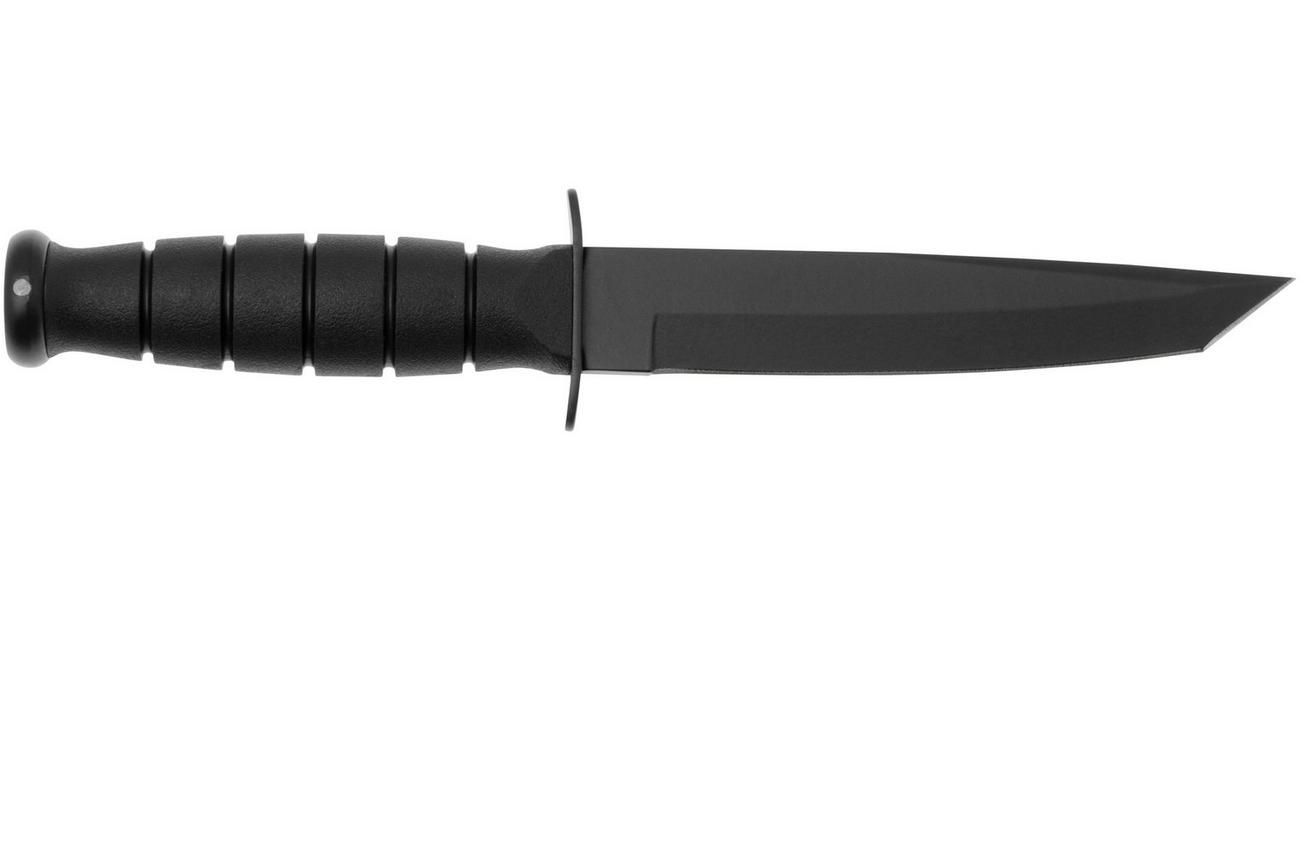 KA-BAR 5054 Short Tanto, Plain Edge Black, Kydex Sheath, vaststaand mes