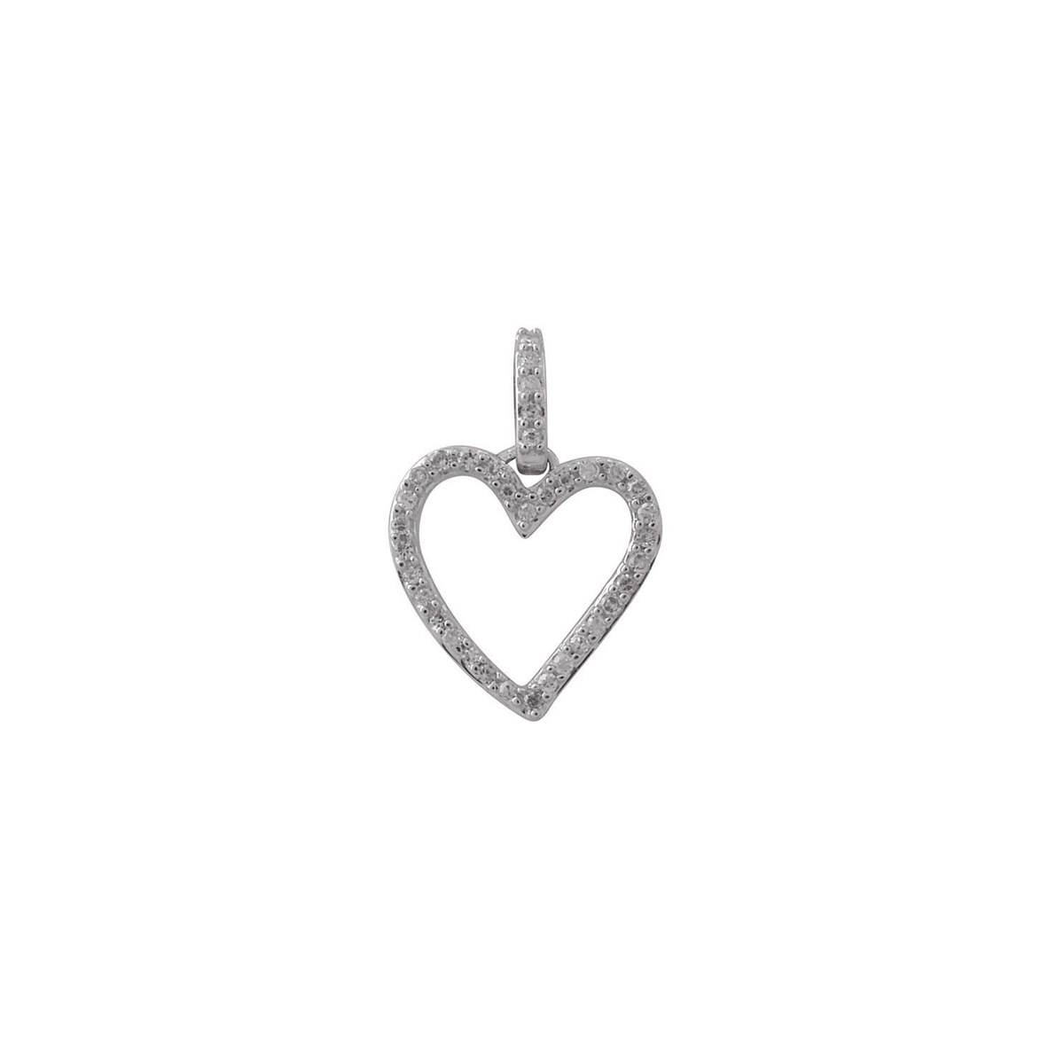 Pendentif Brillaxis or blanc diamant coeur ajouré