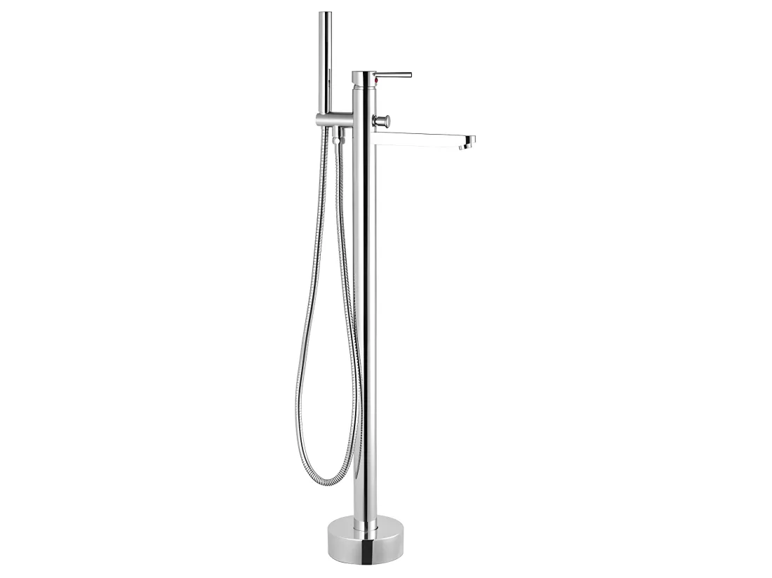 Ensemble baignoire îlot blanche TWIGGY + robinet mitigeur sur pied HARU