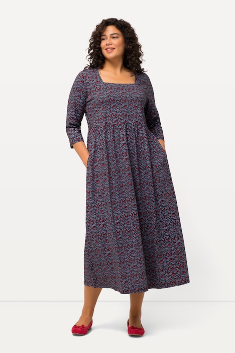 Jerseykleid, Herzen, Carree-Ausschnitt, 3/4-Arm
