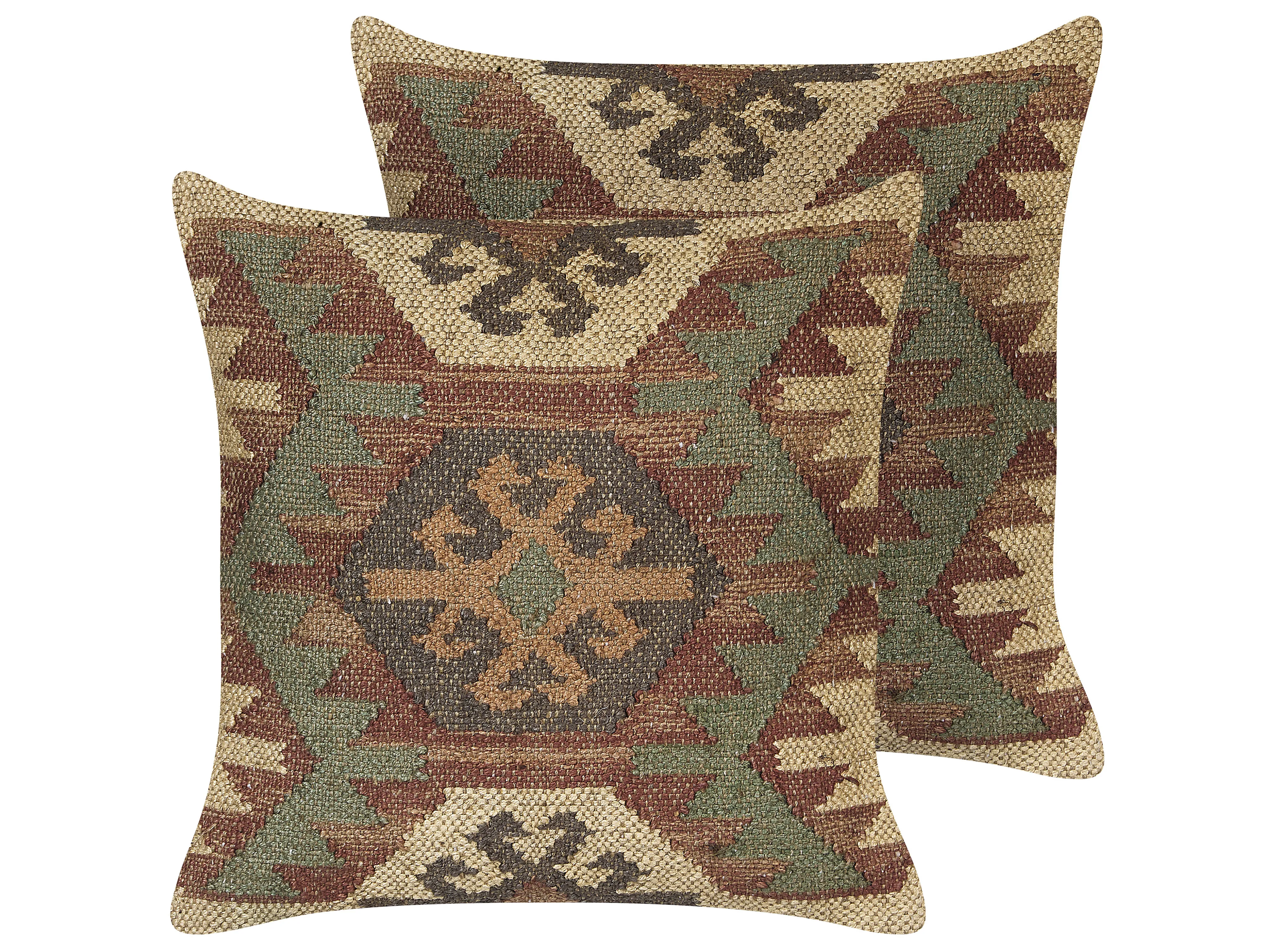 Set van 2 sierkussens ARVEN Jute 45 x 45 cm Bruin oosters patroon