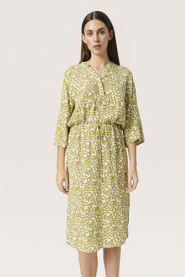 Soaked in Luxury SLZaya Dress Green moss leaf print