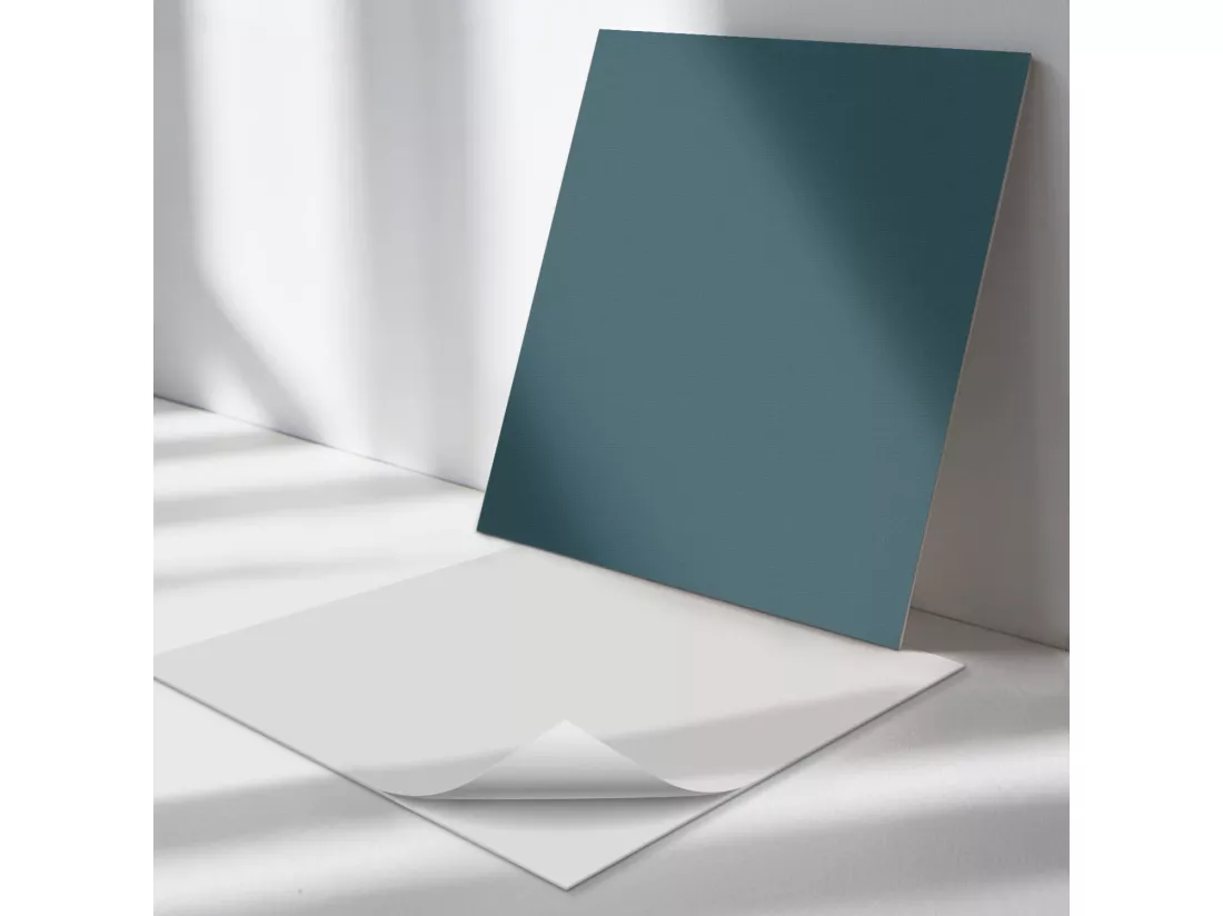 Panneaux muraux autocollants en vinyle imperméable - 4 x 50 x 50 cm - Couleur Sarcelle foncé