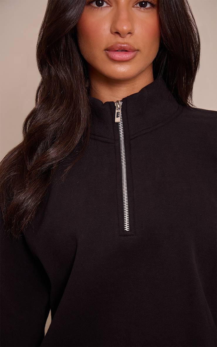 Noir Sweat-shirt Petite À Col Cheminée Et Fermeture Éclair