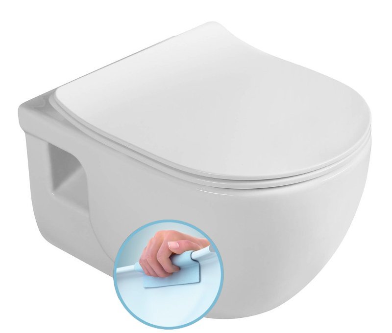 Sapho Brilla randloos toilet met zitting 36.5x53cm wit