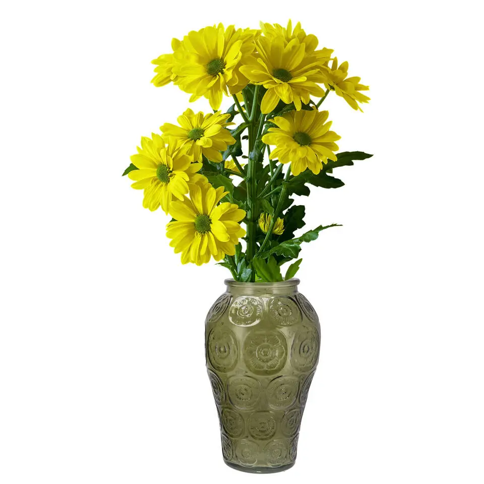 DK Design boeket vaas Circle - glas - olijfgroen - 15 x 25 cm