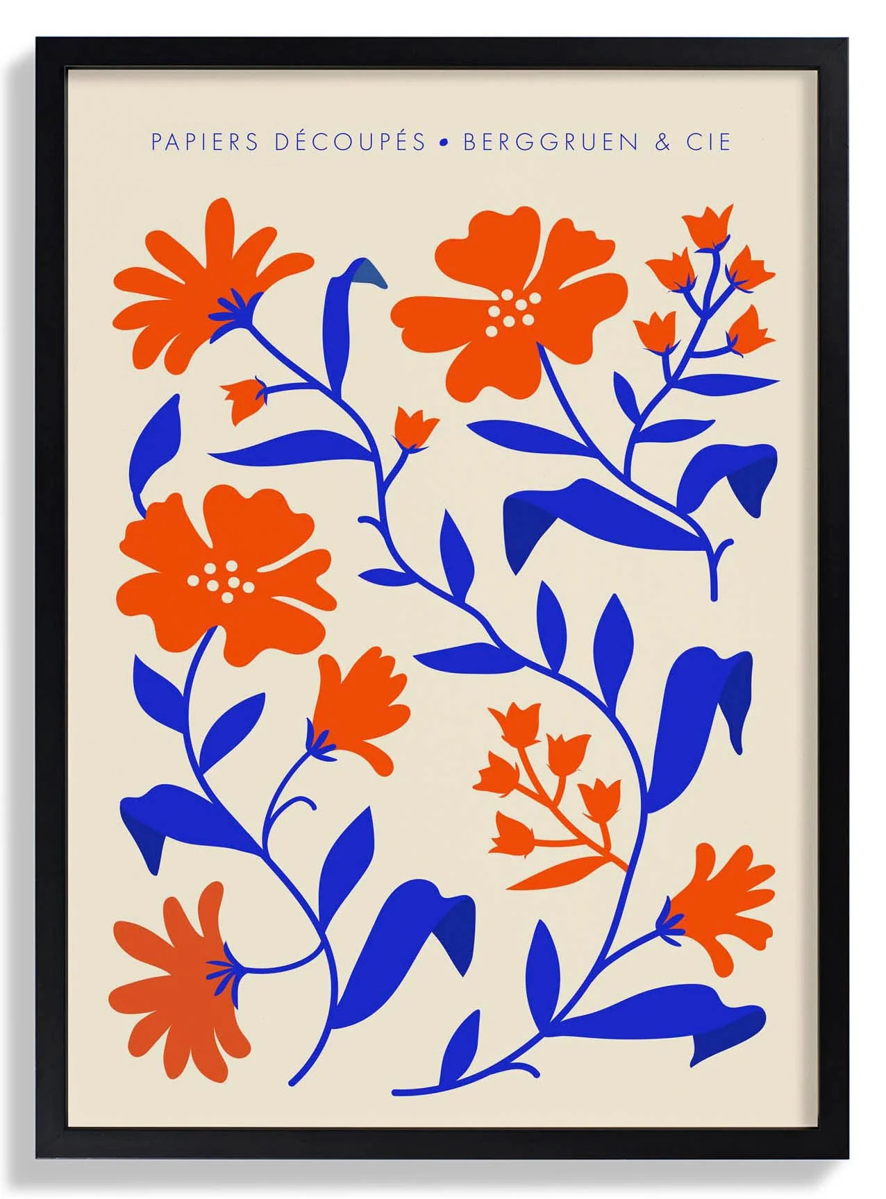 Orange Blue Fleurs Papiers Découpés Kunstausstellung