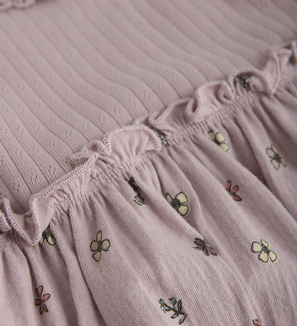 Minymo Bodykleid L/æ - Brüniert Lilac m. Lochmuster