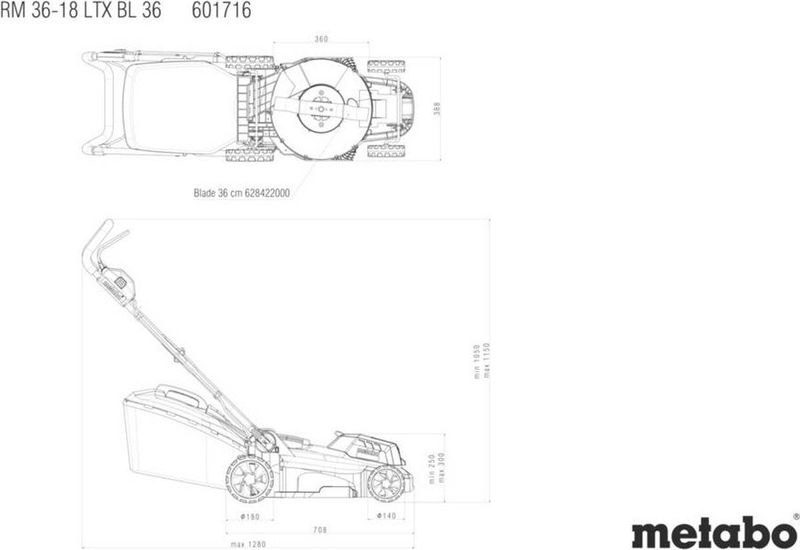 Metabo RM 36-18 LTX BL 36 Grasmaaier - Accu - Groen - Li-ion