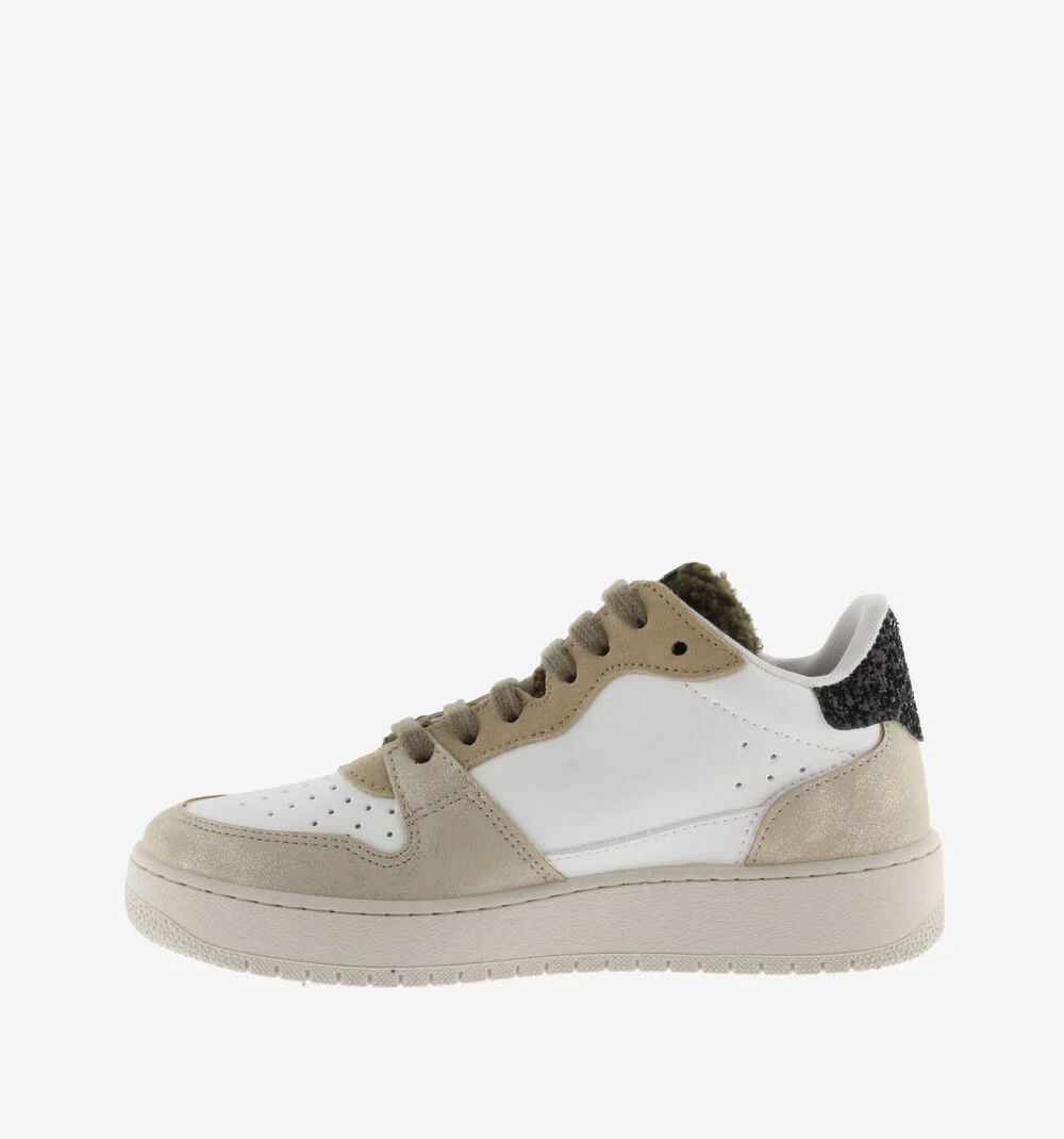 MADRID BOTTINE MÉTAL & PEAU DE MOUTON Baskets pour femmes type bottines avec glitter PLATINO