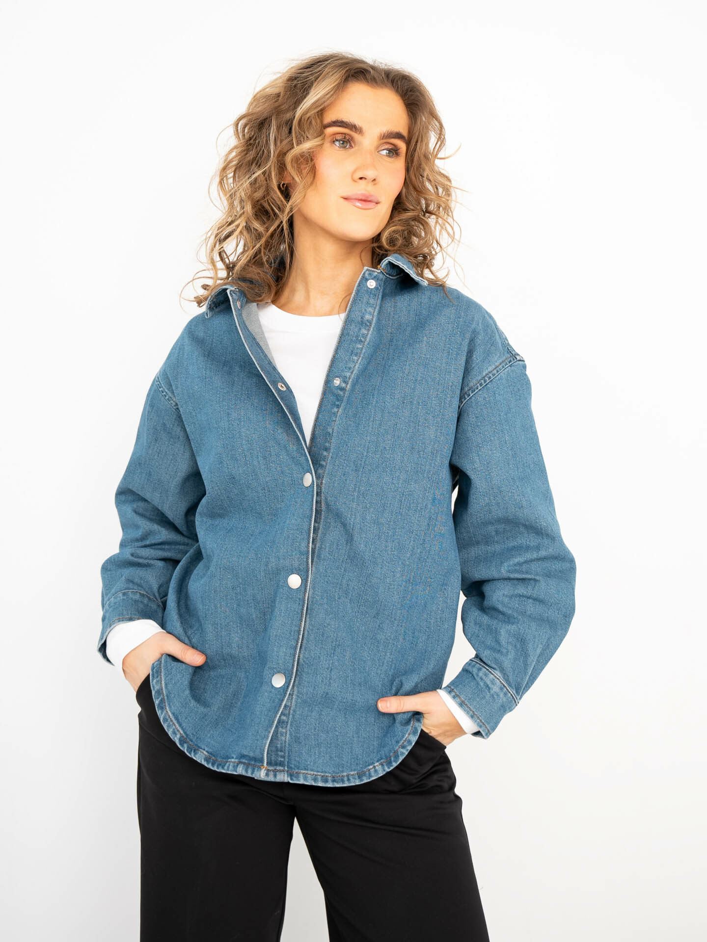 Emma Long Sleeve Aqua Blue Denim Shirt