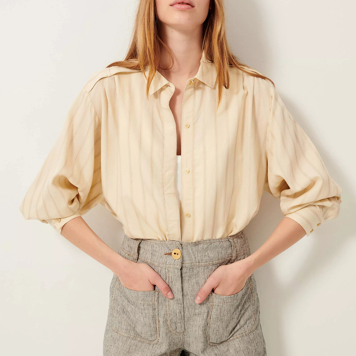 SESSUN<br>Camisa listrada solta com alças GINGER