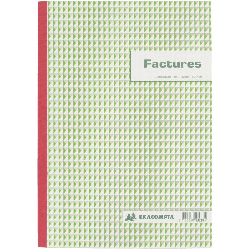 Cahier de facture Manifold Exacompta autocopiant A4 50 pages triple exemplaires