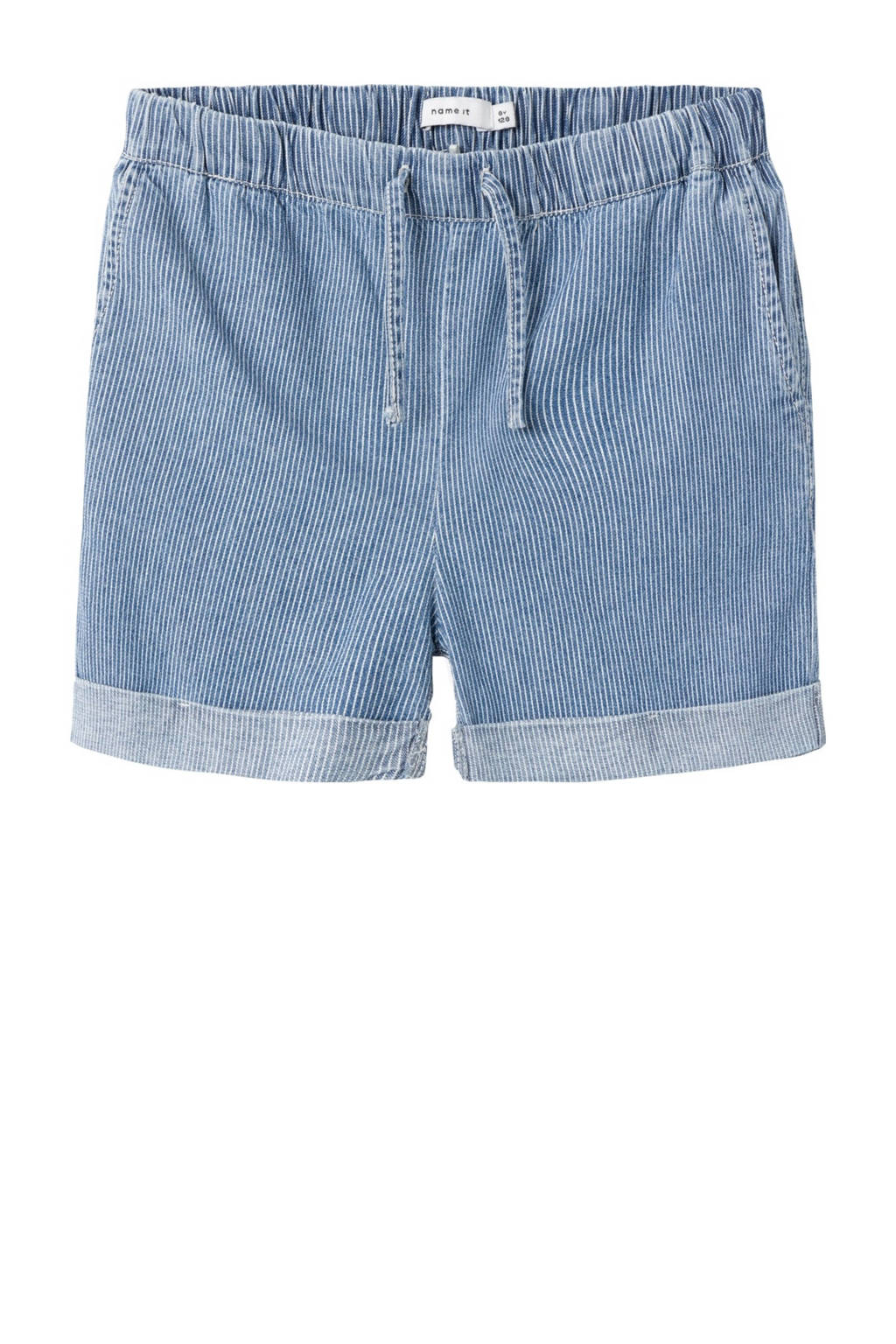 NAME IT gestreepte wide leg short NKFBELLA medium blue denim
