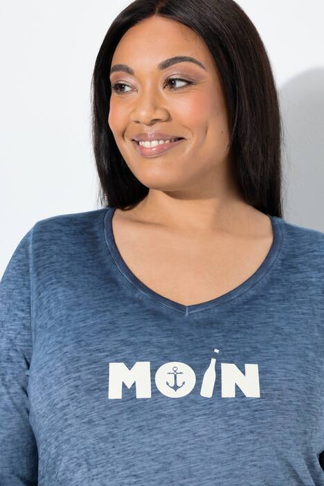 Shirt, Moin, V-Ausschnitt, 3/4-Arm, marine