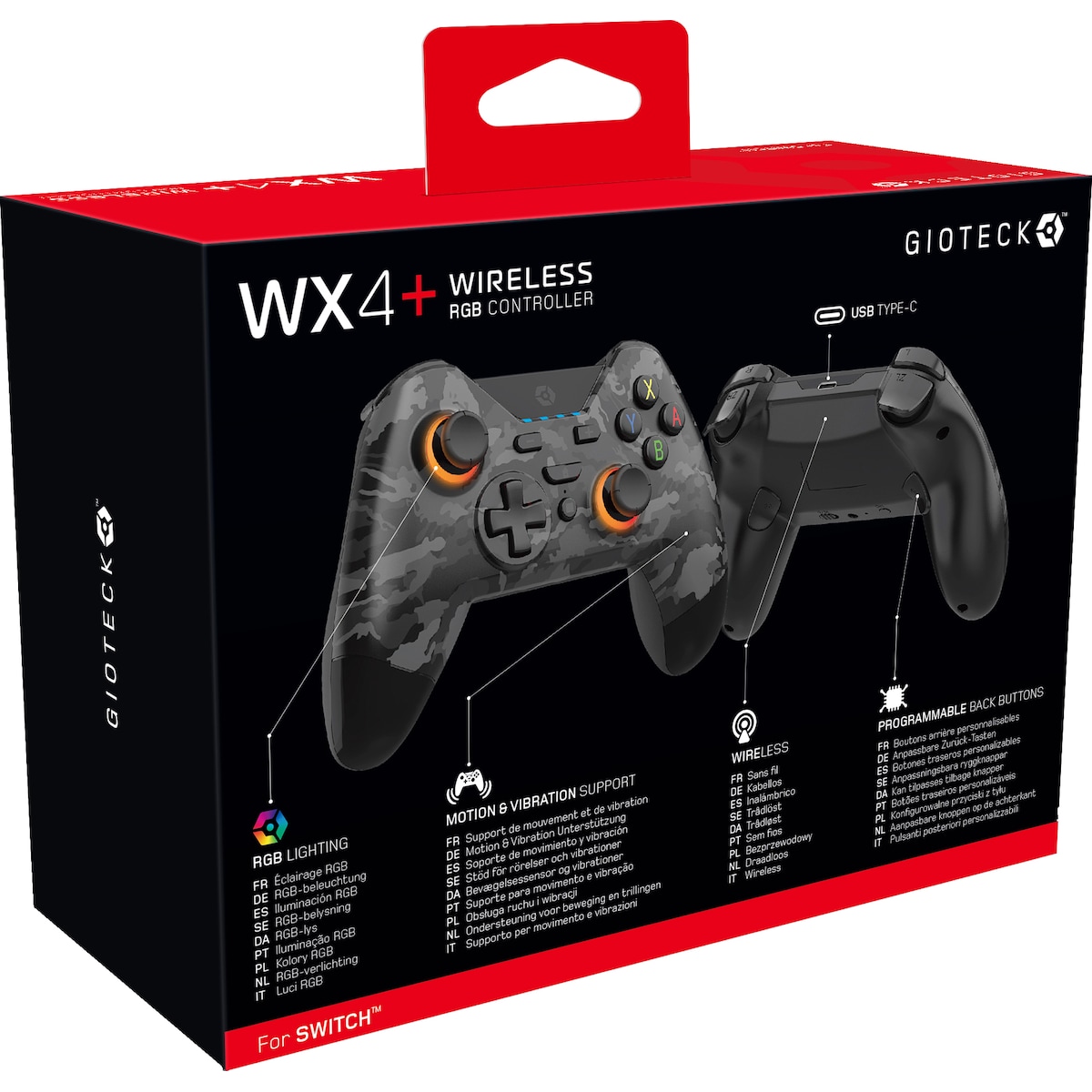 Gioteck WX-4 Plus Nintendo Switch trådløs kontroller (mørk kammo)