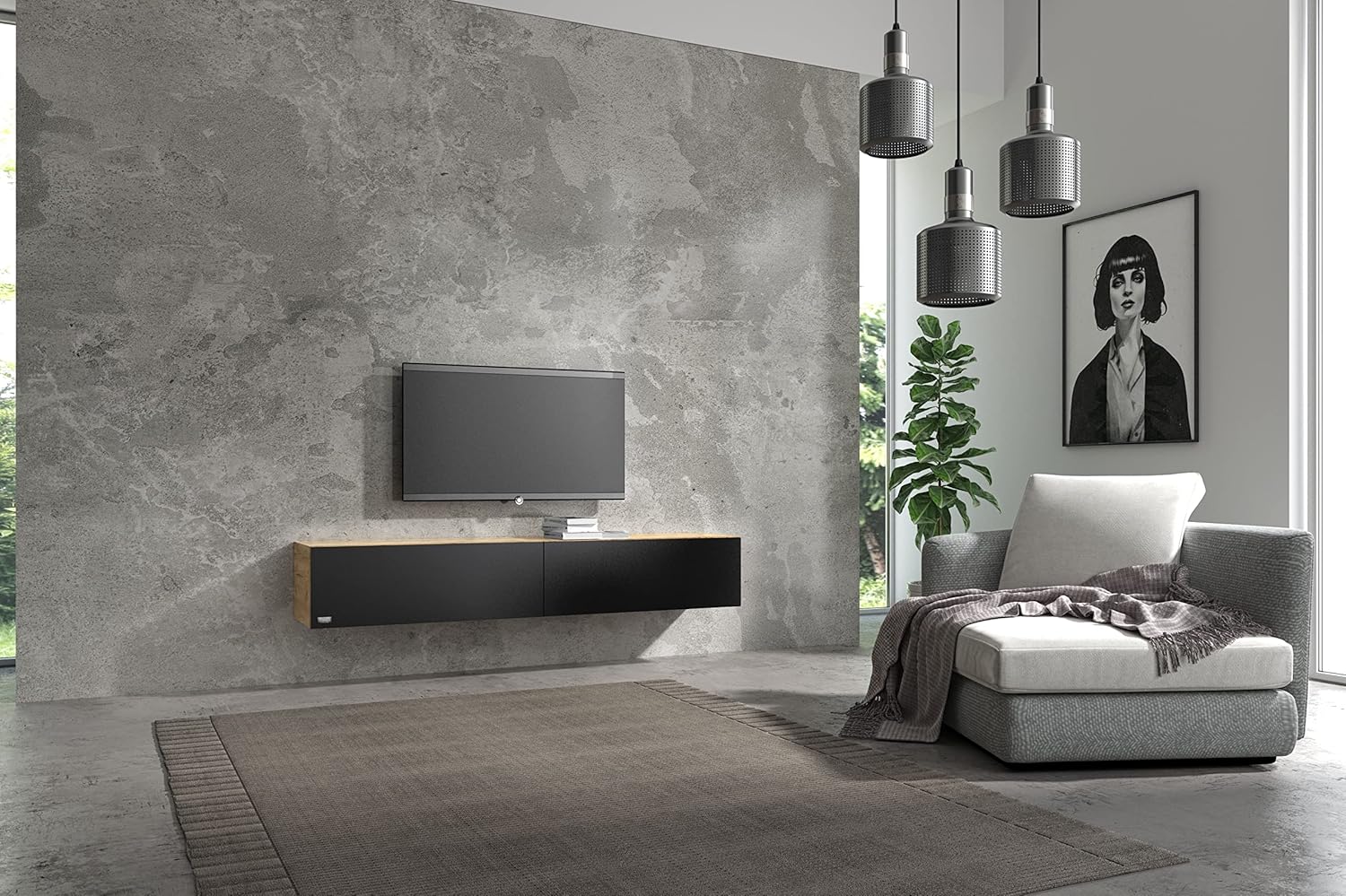 Wuun® TV-Lowboard Somero I 100cm bis 360cm I TV-Schrank & Hängeschrank für Wohnzimmer I Verschiedene Varianten