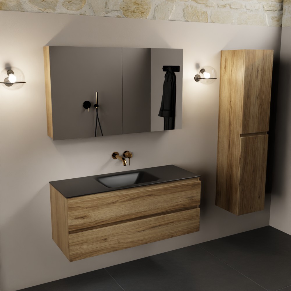 Mondiaz Aivy badmeubel 120cm chai met wastafel solid surface urban midden zonder kraangat en spiegelkast