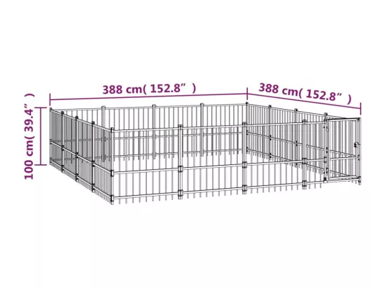 Chenil cage enclos pac noire 388 x 388 x 100 cm 02_0041798